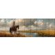 Native American man on horseback by the lake – western-style ceramic tile mural